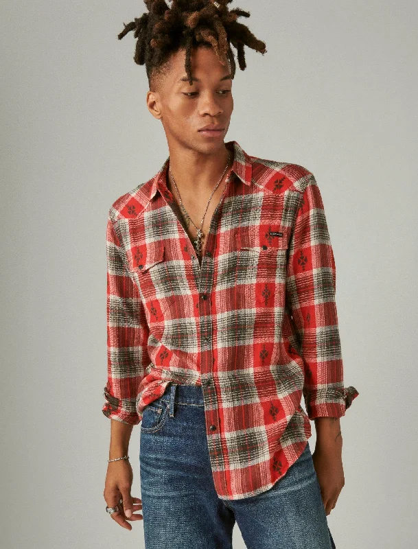 Men's moisture - wicking athletic t - shirts for intense workoutsLucky Brand Men's Plaid Dobby Western Long Sleeve Shirt Men's moisture - wicking athletic t - shirts for intense workoutsLucky Brand Men's Plaid Dobby Western Long Sleeve Shirt