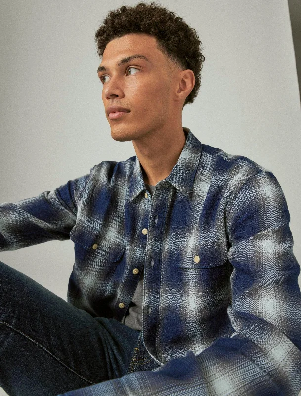 Men's antimicrobial t - shirts for odor - free freshness during travelLucky Brand Men's Plaid Indigo Long Sleeve Utility Shirt Men's antimicrobial t - shirts for odor - free freshness during travelLucky Brand Men's Plaid Indigo Long Sleeve Utility Shirt