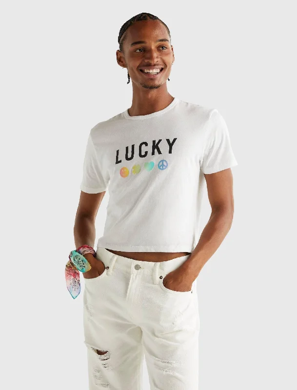 Men's slim - fit graphic t - shirts with vintage rock band printsLucky Brand Mens Pride Gender Neutral Crop Tee Men's slim - fit graphic t - shirts with vintage rock band printsLucky Brand Mens Pride Gender Neutral Crop Tee