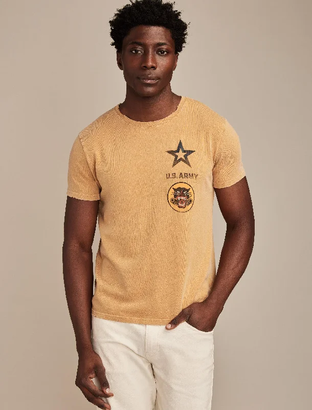 Men's polo t - shirts with a contrast collar for a preppy lookLucky Brand Men's Tank Destroyer Units Army Men's polo t - shirts with a contrast collar for a preppy lookLucky Brand Men's Tank Destroyer Units Army