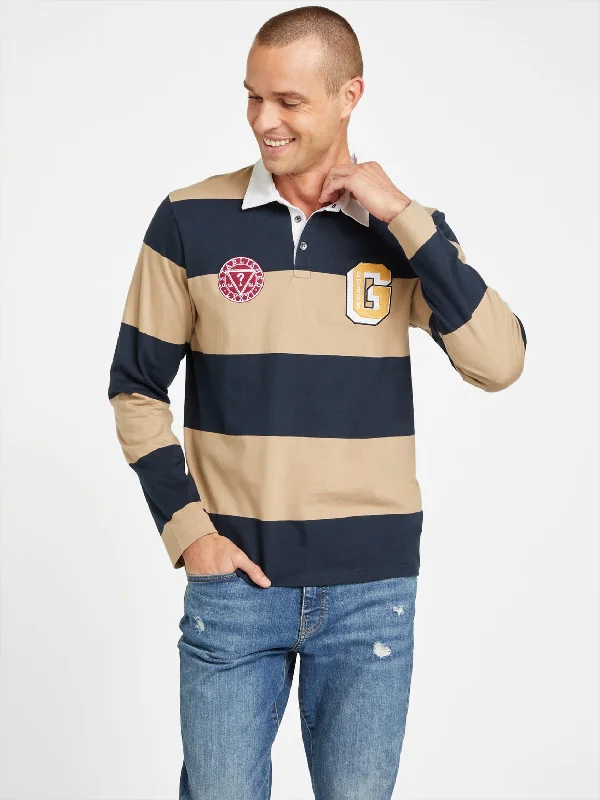 Men's polo t - shirts with a contrast collar for a preppy lookMalakai Stripe Long-Sleeve Polo Men's polo t - shirts with a contrast collar for a preppy lookMalakai Stripe Long-Sleeve Polo