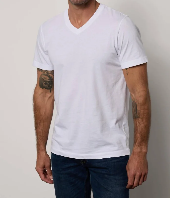 Men's UV - protection t - shirts for outdoor activities in the sunMarshall V Neck Tee In White Men's UV - protection t - shirts for outdoor activities in the sunMarshall V Neck Tee In White