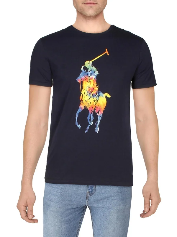 Men's short - sleeve linen t - shirts for summer beach outingsMens Cotton Crewneck Graphic T-Shirt