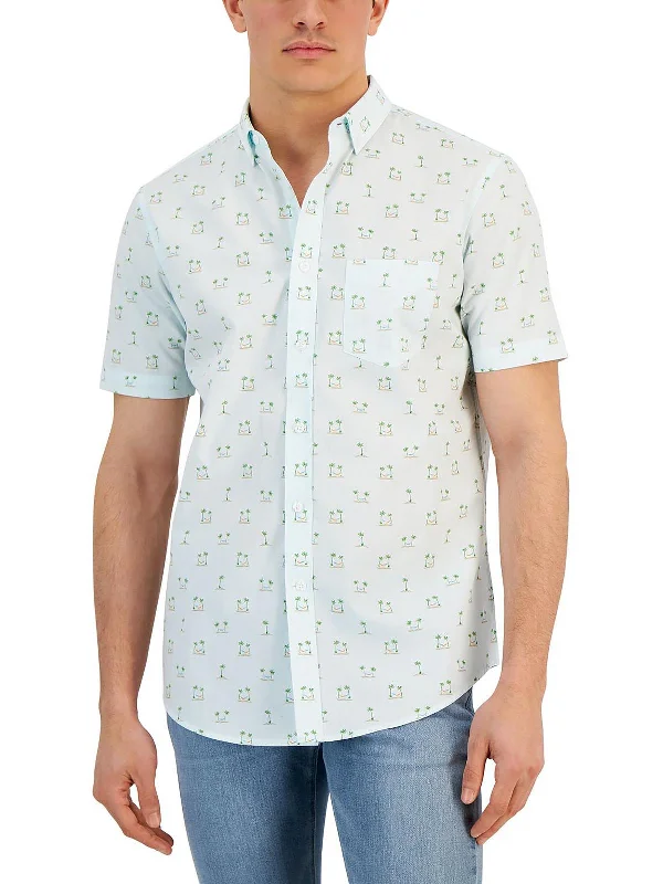 Men's tie - dye t - shirts with a bohemian styleMens Cotton Printed Button-Down Shirt Men's tie - dye t - shirts with a bohemian styleMens Cotton Printed Button-Down Shirt