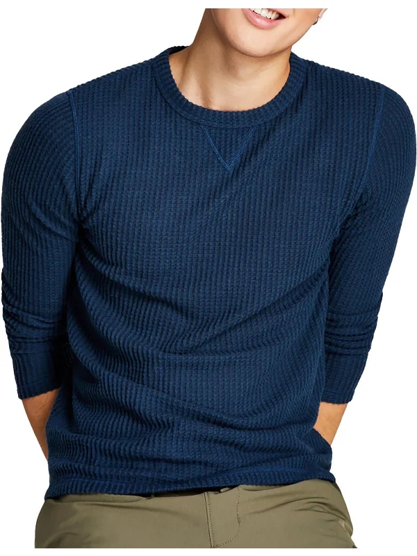 Men's smart - casual checkered t - shirts for semi - formal occasionsMens Crewneck Knit Thermal Shirt Men's smart - casual checkered t - shirts for semi - formal occasionsMens Crewneck Knit Thermal Shirt