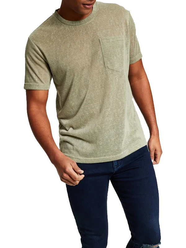Men's smart - casual checkered t - shirts for semi - formal occasionsMens Crewneck Slub T-Shirt