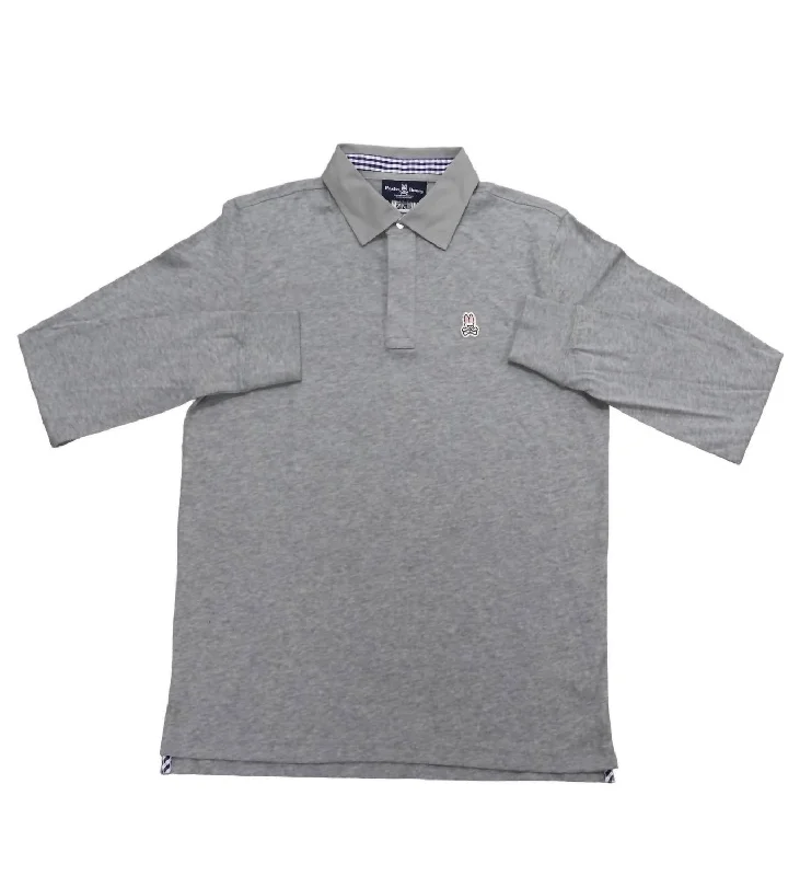 Men's distressed denim - look t - shirts with a rugged appealMen's Garment Dye Long Sleeve Polo In Heather Grey Men's distressed denim - look t - shirts with a rugged appealMen's Garment Dye Long Sleeve Polo In Heather Grey