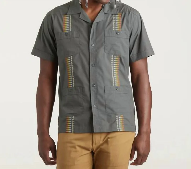 Men's eco - friendly recycled t - shirts for sustainable fashion choicesMen's Guayabera Shirt In Antique Black Men's eco - friendly recycled t - shirts for sustainable fashion choicesMen's Guayabera Shirt In Antique Black