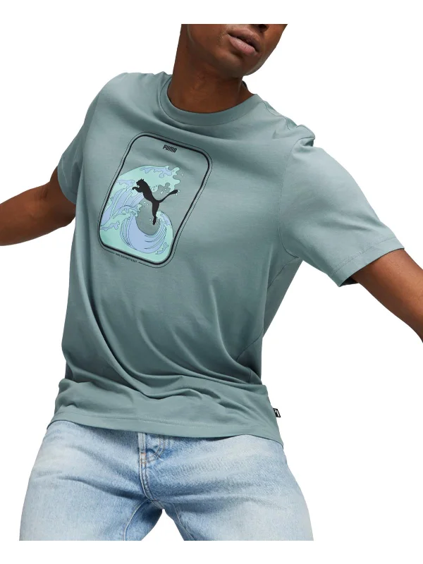 Men's polo t - shirts with a contrast collar for a preppy lookMens Knit Cotton Graphic T-Shirt Men's polo t - shirts with a contrast collar for a preppy lookMens Knit Cotton Graphic T-Shirt