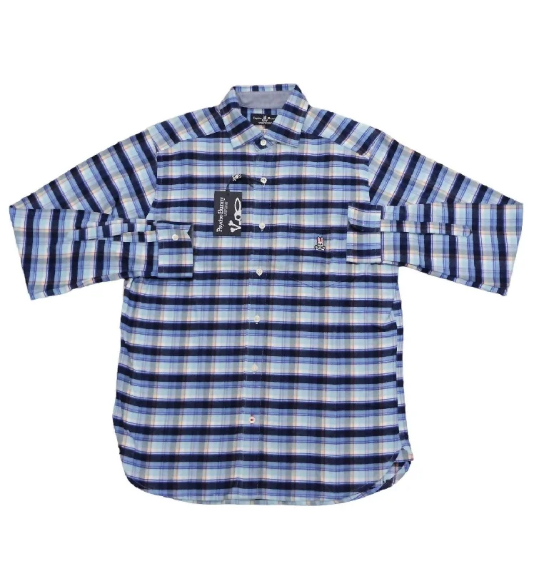 Men's UV - protection t - shirts for outdoor activities in the sunMen's Long Sleeve Flannel Sport Shirt In Carolina/navy Men's UV - protection t - shirts for outdoor activities in the sunMen's Long Sleeve Flannel Sport Shirt In Carolina/navy