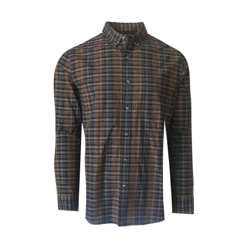 Men's plus - size pocket t - shirts with a classic lookMen's Long Sleeves Plaid Shirt In Copper/brown Men's plus - size pocket t - shirts with a classic lookMen's Long Sleeves Plaid Shirt In Copper/brown