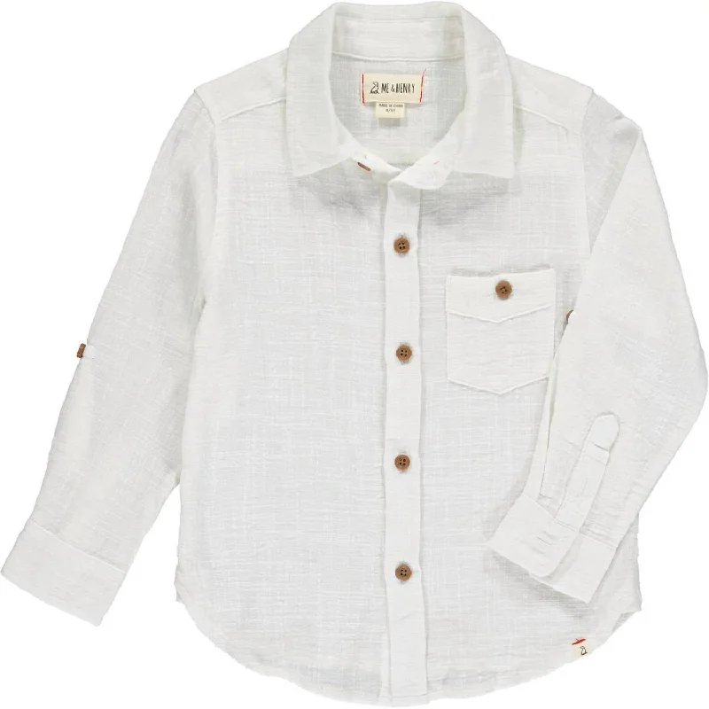 Men's short - sleeve linen t - shirts for summer beach outingsMen's Merchant Button Down Shirt In White Men's short - sleeve linen t - shirts for summer beach outingsMen's Merchant Button Down Shirt In White