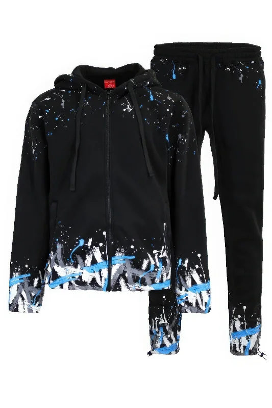Men's slim - fit graphic t - shirts with vintage rock band printsMen's Paint Splatter Fleece Set Men's slim - fit graphic t - shirts with vintage rock band printsMen's Paint Splatter Fleece Set