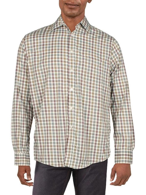 Men's mock - neck t - shirts with a modern and sleek styleMens Plaid Collared Button-Down Shirt Men's mock - neck t - shirts with a modern and sleek styleMens Plaid Collared Button-Down Shirt