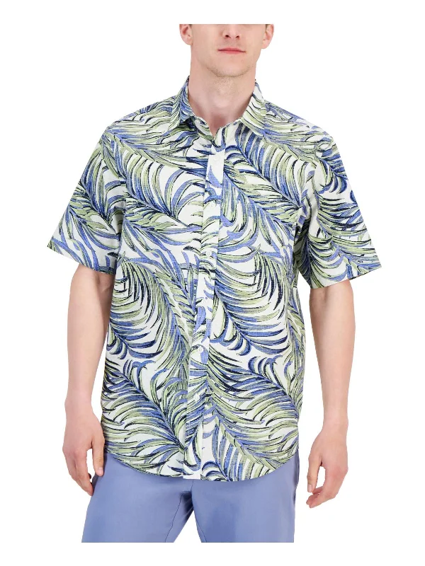 Men's long - sleeve henley t - shirts with button - down placketsMens Printed Cotton Button-Down Shirt Men's long - sleeve henley t - shirts with button - down placketsMens Printed Cotton Button-Down Shirt