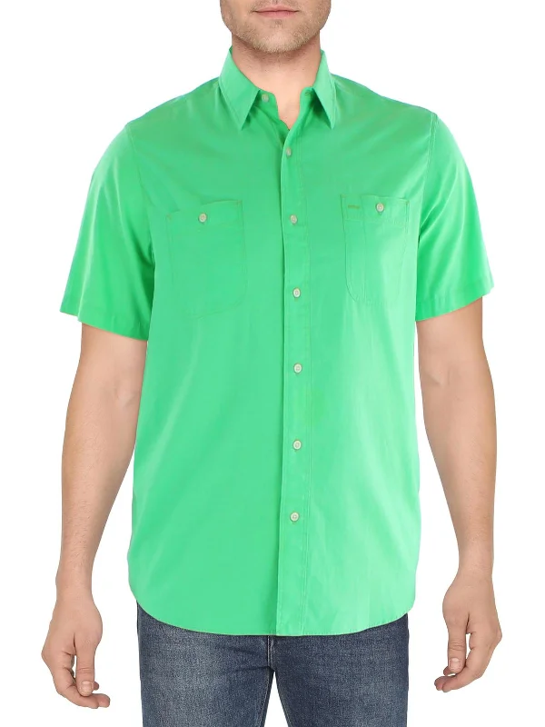 Men's slim - fit graphic t - shirts with vintage rock band printsMens Solid Cotton Button-Down Shirt Men's slim - fit graphic t - shirts with vintage rock band printsMens Solid Cotton Button-Down Shirt
