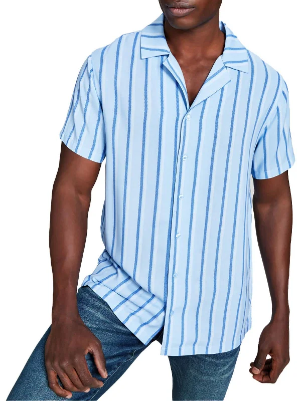 Men's eco - friendly recycled t - shirts for sustainable fashion choicesMens Woven Striped Button-Down Shirt Men's eco - friendly recycled t - shirts for sustainable fashion choicesMens Woven Striped Button-Down Shirt