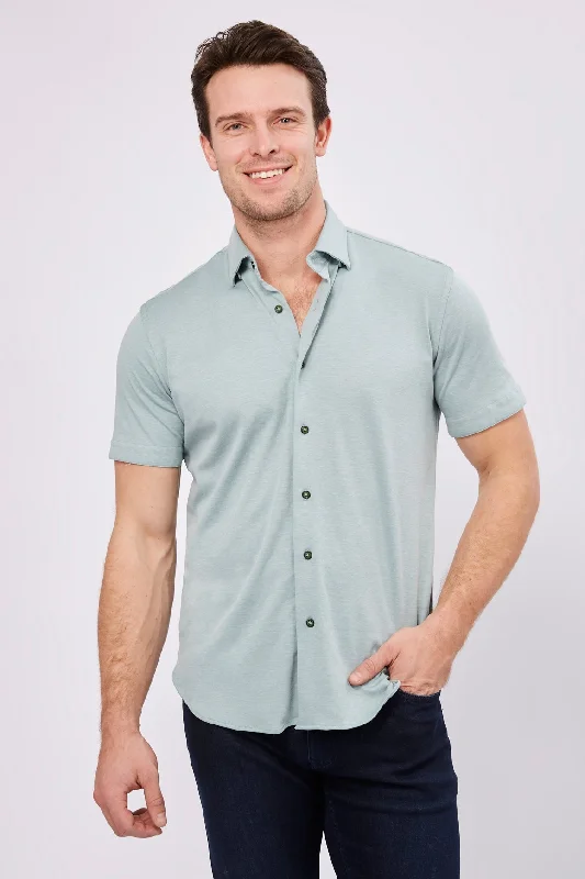 Men's distressed denim - look t - shirts with a rugged appealMint Green Short Sleeve Jersey Knit Men's distressed denim - look t - shirts with a rugged appealMint Green Short Sleeve Jersey Knit