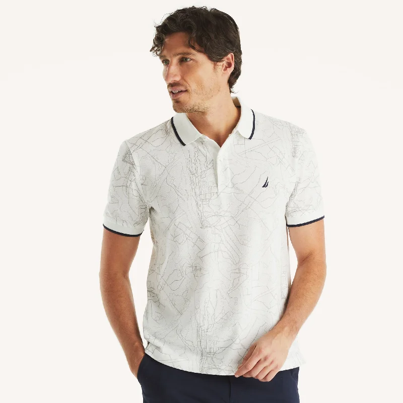 Men's polo t - shirts with a contrast collar for a preppy lookNautica Mens Classic Fit Printed Polo Men's polo t - shirts with a contrast collar for a preppy lookNautica Mens Classic Fit Printed Polo