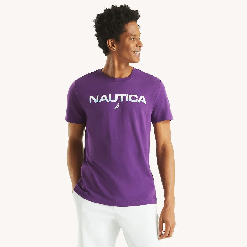 Men's distressed denim - look t - shirts with a rugged appealNautica Mens Foil Logo Graphic T-Shirt Men's distressed denim - look t - shirts with a rugged appealNautica Mens Foil Logo Graphic T-Shirt