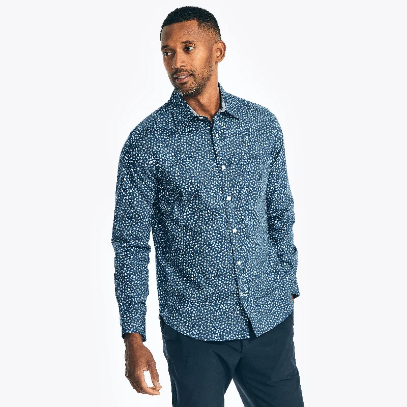 Men's thermal t - shirts with a high - neck design for cold weatherNautica Mens Printed Poplin Shirt Men's thermal t - shirts with a high - neck design for cold weatherNautica Mens Printed Poplin Shirt