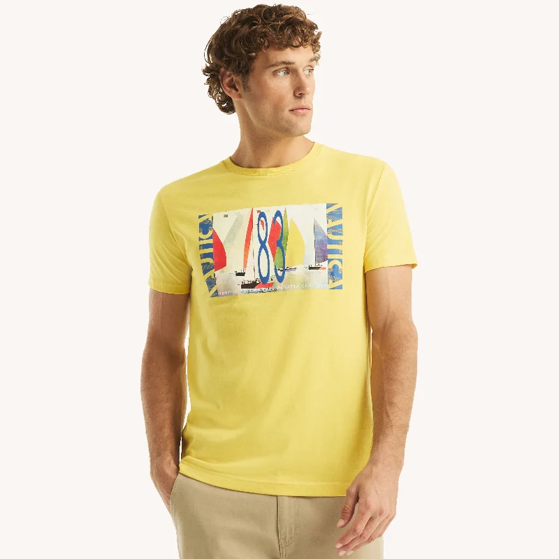Men's polo t - shirts with a contrast collar for a preppy lookNautica Mens Regatta Cup 1983 Graphic T-Shirt Men's polo t - shirts with a contrast collar for a preppy lookNautica Mens Regatta Cup 1983 Graphic T-Shirt