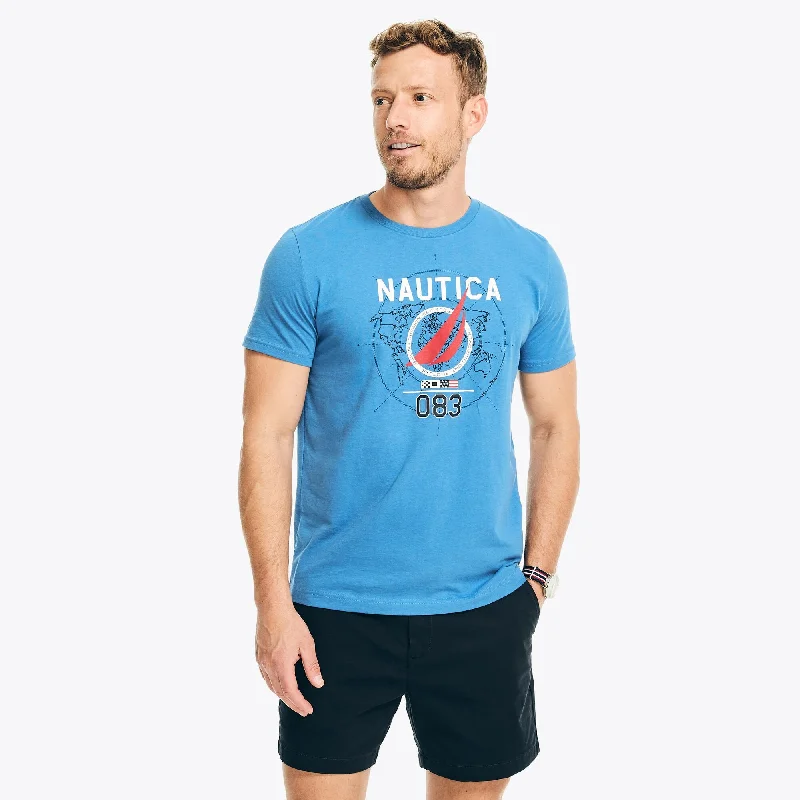 Men's v - neck muscle t - shirts for a body - building aestheticNautica Mens Sailing Division Graphic T-Shirt