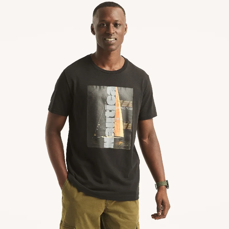 Men's slim - fit graphic t - shirts with vintage rock band printsNautica Mens Sailing Team Graphic T-Shirt Men's slim - fit graphic t - shirts with vintage rock band printsNautica Mens Sailing Team Graphic T-Shirt