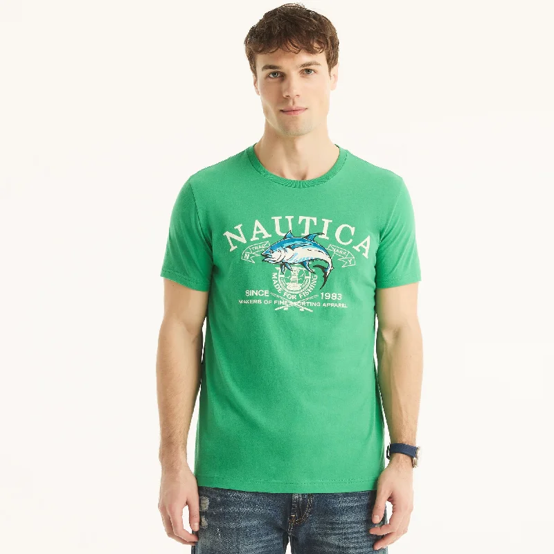 Men's slim - fit graphic t - shirts with vintage rock band printsNautica Mens Sustainably Crafted Made For Fishing Graphic T-Shirt Men's slim - fit graphic t - shirts with vintage rock band printsNautica Mens Sustainably Crafted Made For Fishing Graphic T-Shirt