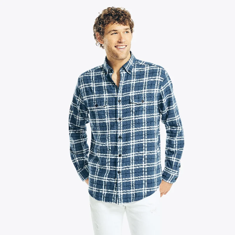 Men's short - sleeve linen t - shirts for summer beach outingsNautica Mens Sustainably Crafted Plaid Flannel Shirt Men's short - sleeve linen t - shirts for summer beach outingsNautica Mens Sustainably Crafted Plaid Flannel Shirt