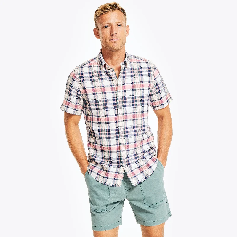 Men's organic cotton crew - neck t - shirts for everyday comfortNautica Mens Sustainably Crafted Plaid Short-Sleeve Shirt Men's organic cotton crew - neck t - shirts for everyday comfortNautica Mens Sustainably Crafted Plaid Short-Sleeve Shirt