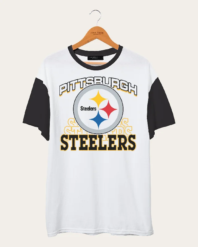 Men's ribbed t - shirts with a textured finish for added styleNFL Pittsburgh Steelers Colorblock Tee Men's ribbed t - shirts with a textured finish for added styleNFL Pittsburgh Steelers Colorblock Tee
