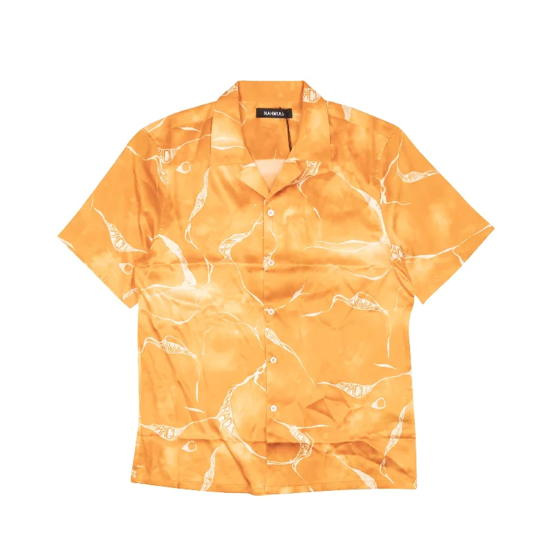 Men's button - front t - shirts with a unique artistic printOrange Miracle Tie Dye Silk Button Down Shirt Men's button - front t - shirts with a unique artistic printOrange Miracle Tie Dye Silk Button Down Shirt