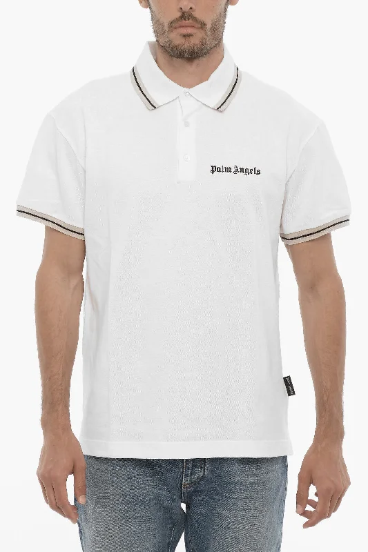 Men's UV - protection t - shirts for outdoor activities in the sunPalm Angels 3-Buttons Piquet Cotton Polo shirt Men's UV - protection t - shirts for outdoor activities in the sunPalm Angels 3-Buttons Piquet Cotton Polo shirt