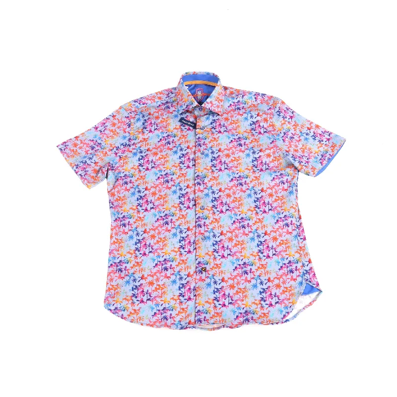 Men's short - sleeve linen t - shirts for summer beach outingsPalm Trees Shirt