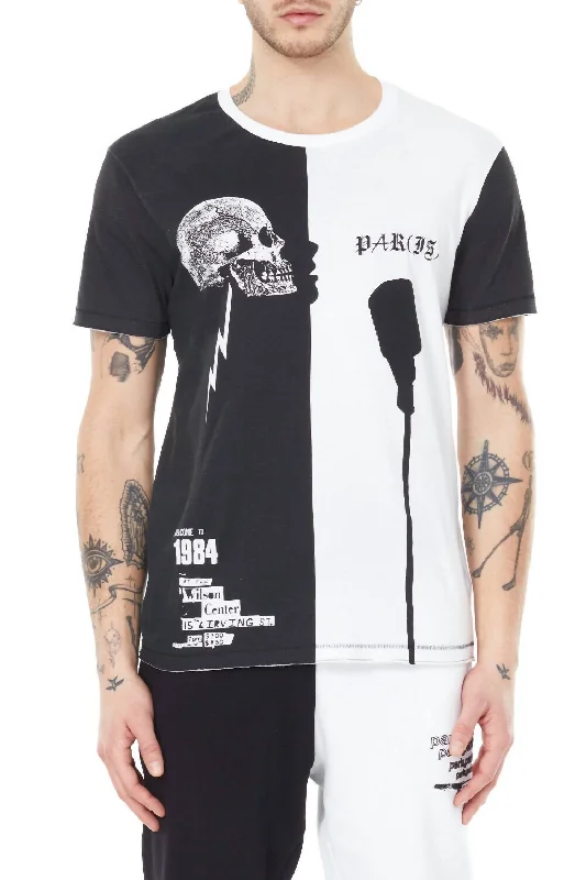 Men's smart - casual checkered t - shirts for semi - formal occasionsParis Is Punk Knit Printed T-Shirt In Black/white Men's smart - casual checkered t - shirts for semi - formal occasionsParis Is Punk Knit Printed T-Shirt In Black/white
