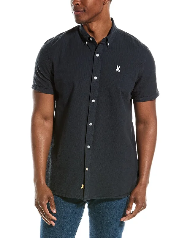 Men's plus - size pocket t - shirts with a classic lookPsycho Bunny Alton Seersucker Shirt Men's plus - size pocket t - shirts with a classic lookPsycho Bunny Alton Seersucker Shirt