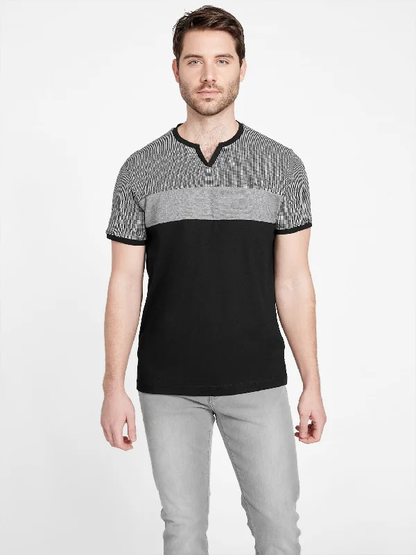 Men's mock - neck t - shirts with a modern and sleek styleRanzy Color-Block Tee