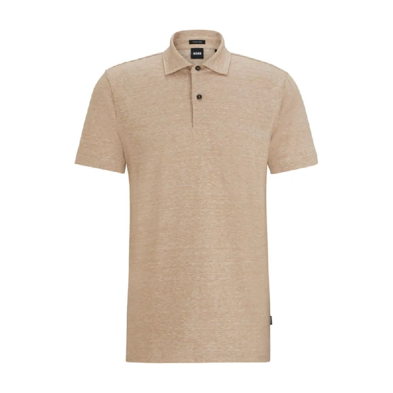 Men's short - sleeve linen t - shirts for summer beach outingsRegular-fit polo shirt in cotton and linen Men's short - sleeve linen t - shirts for summer beach outingsRegular-fit polo shirt in cotton and linen