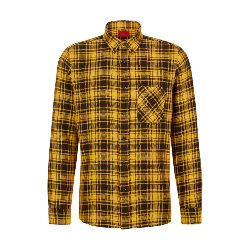 Men's long - sleeve henley t - shirts with button - down placketsRelaxed-fit shirt in checked cotton flannel Men's long - sleeve henley t - shirts with button - down placketsRelaxed-fit shirt in checked cotton flannel