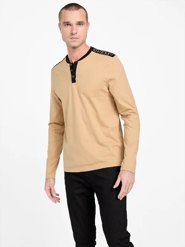 Men's plus - size pocket t - shirts with a classic lookRickor Logo-Tape Henley Tee