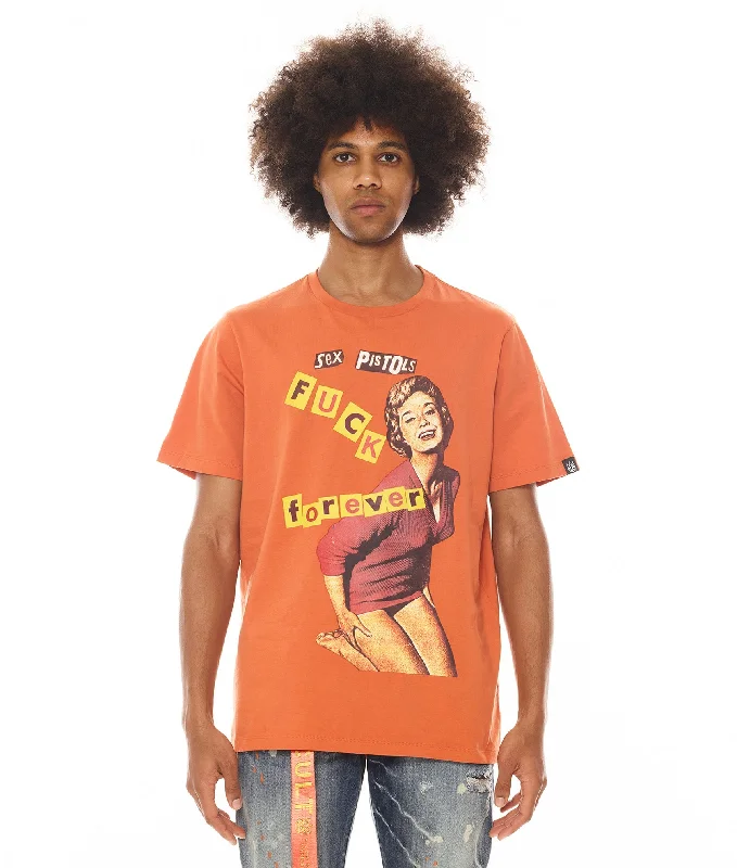 Men's button - front t - shirts with a unique artistic printShort Sleeve Crew Neck Tee "F**K Forever" "Sex Pistols" Men's button - front t - shirts with a unique artistic printShort Sleeve Crew Neck Tee "F**K Forever" "Sex Pistols"