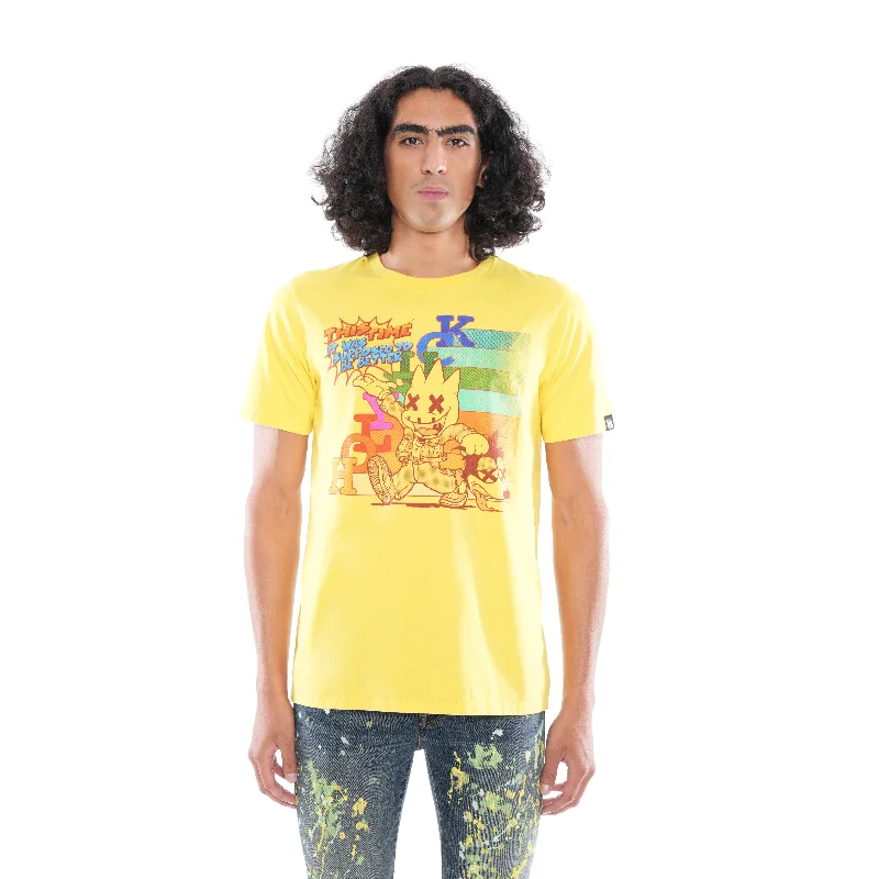 Men's thermal t - shirts with a high - neck design for cold weatherSHORT SLEEVE CREW NECK TEE "KILLER" IN MAIZE Men's thermal t - shirts with a high - neck design for cold weatherSHORT SLEEVE CREW NECK TEE "KILLER" IN MAIZE