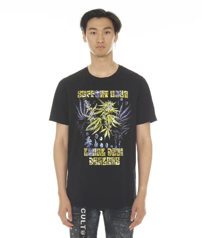 Men's distressed denim - look t - shirts with a rugged appealSHORT SLEEVE CREW NECK TEE "LOCAL DEALER" IN BLACK Men's distressed denim - look t - shirts with a rugged appealSHORT SLEEVE CREW NECK TEE "LOCAL DEALER" IN BLACK
