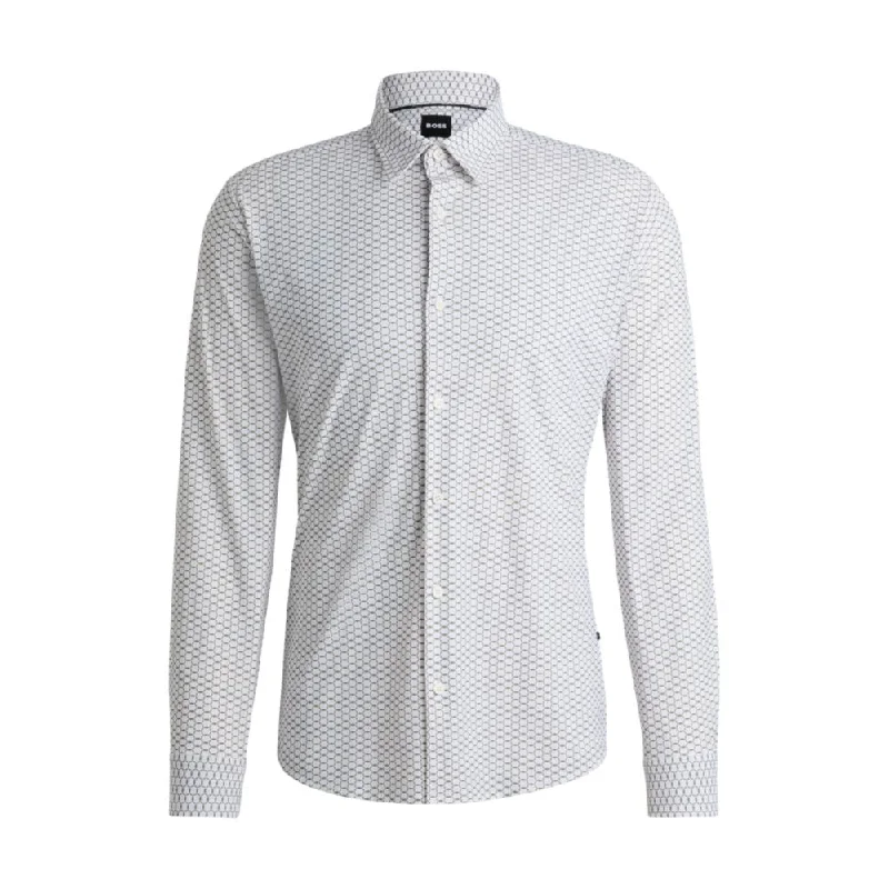 Men's smart - casual checkered t - shirts for semi - formal occasionsSlim-fit shirt in printed performance-stretch jersey Men's smart - casual checkered t - shirts for semi - formal occasionsSlim-fit shirt in printed performance-stretch jersey