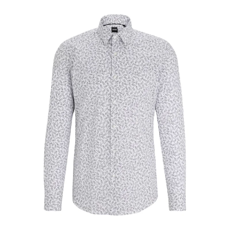 Men's ribbed t - shirts with a textured finish for added styleSlim-fit shirt in printed stretch cotton Men's ribbed t - shirts with a textured finish for added styleSlim-fit shirt in printed stretch cotton