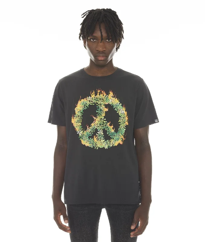 Men's short - sleeve linen t - shirts for summer beach outingsT-SHIRT SHORT SLEEVE CREW NECK TEE "PEACE IN CHAOS" IN PEAT Men's short - sleeve linen t - shirts for summer beach outingsT-SHIRT SHORT SLEEVE CREW NECK TEE "PEACE IN CHAOS" IN PEAT
