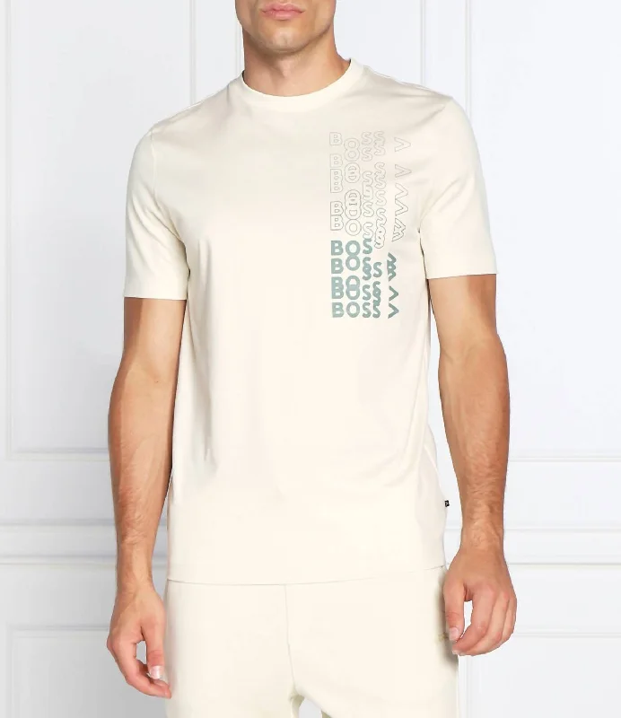 Men's smart - casual checkered t - shirts for semi - formal occasionsTiburt 311 Short Sleeve Logo Crew Neck T-Shirt In Beige Men's smart - casual checkered t - shirts for semi - formal occasionsTiburt 311 Short Sleeve Logo Crew Neck T-Shirt In Beige