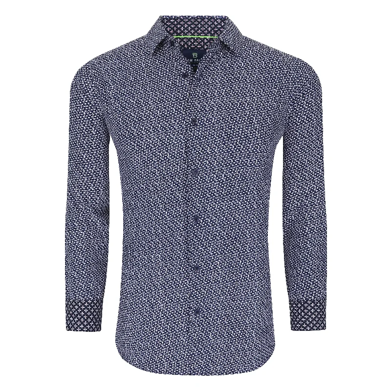 Men's tie - dye t - shirts with a bohemian styleTom Baine Slim Fit Performance Long Sleeve Geometric Button Down Men's tie - dye t - shirts with a bohemian styleTom Baine Slim Fit Performance Long Sleeve Geometric Button Down