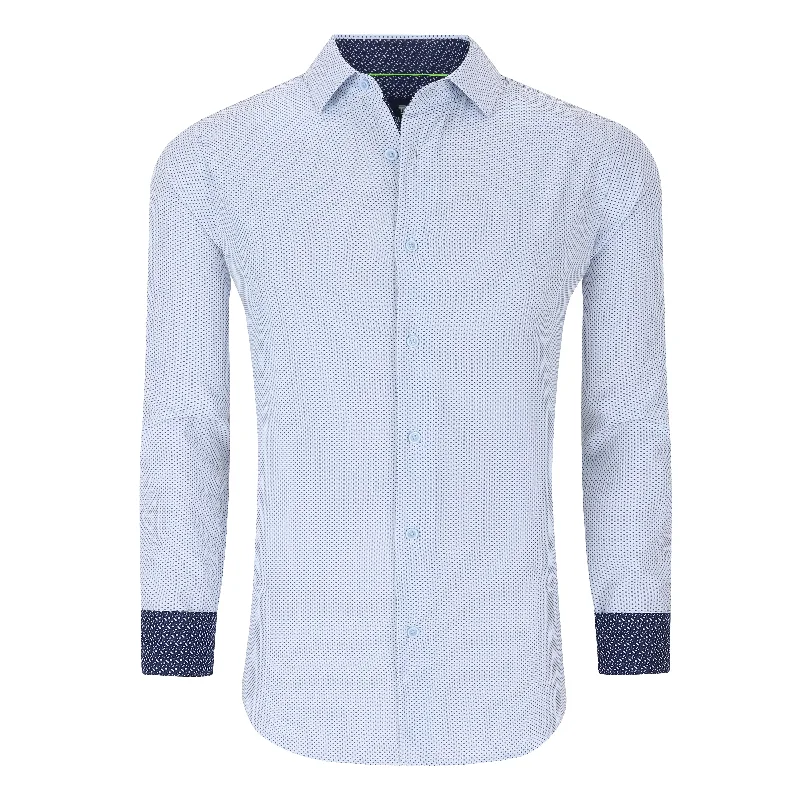 Men's smart - casual checkered t - shirts for semi - formal occasionsTom Baine Slim Fit Performance Long Sleeve Geometric Button Down Men's smart - casual checkered t - shirts for semi - formal occasionsTom Baine Slim Fit Performance Long Sleeve Geometric Button Down